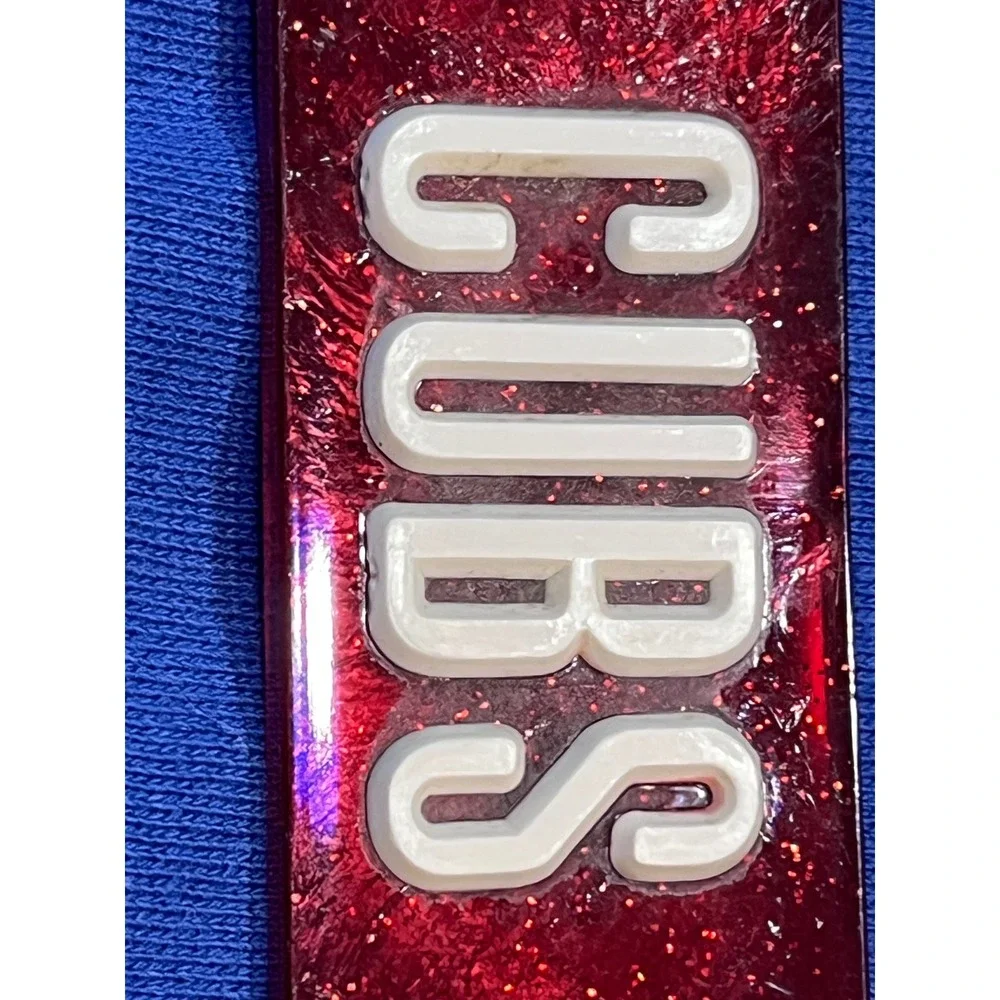 Vintage Chicago Cubs Keychain Red Glitter Acrylic MLB Baseball Souvenir Fob